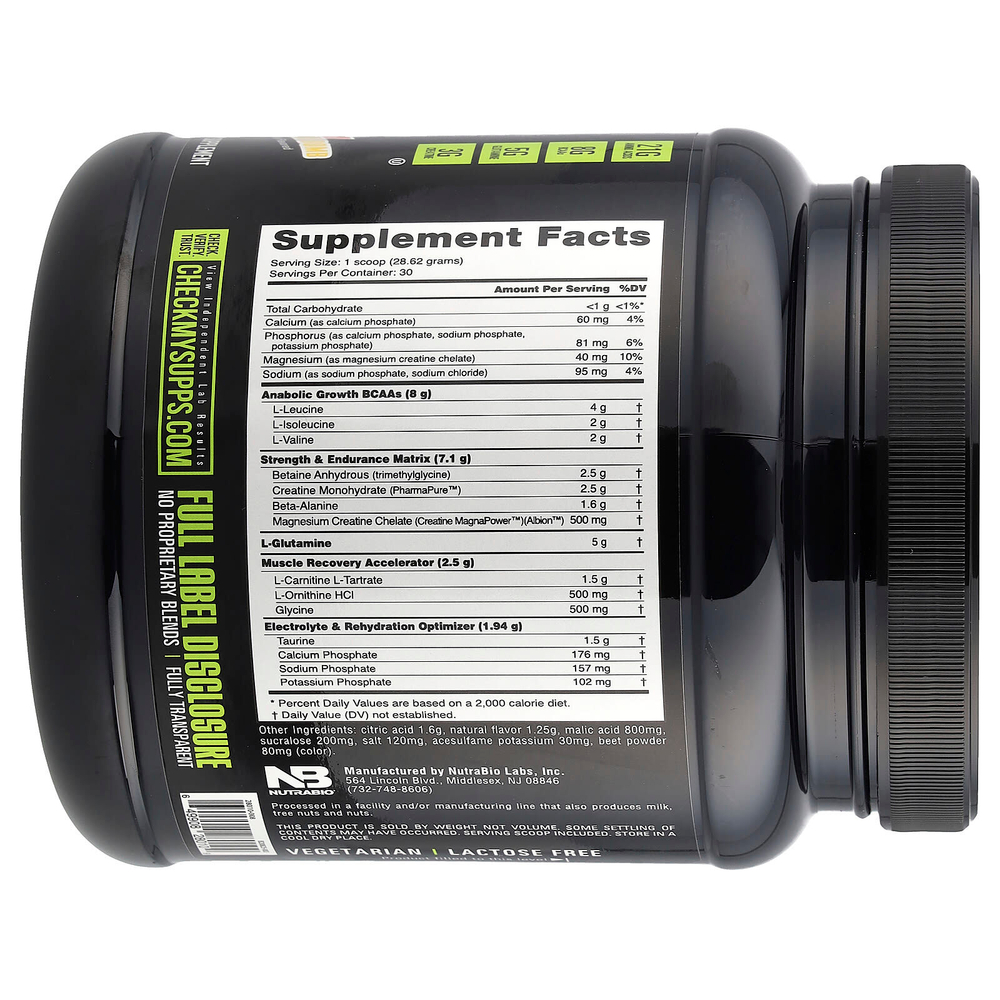 NutraBio, Reload, матрица для восстановления, клубника и лимон, 868 г (1,91 фунта)