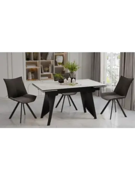 Стол кухонный Керамика белый мрамор 140(200)х85х78 см