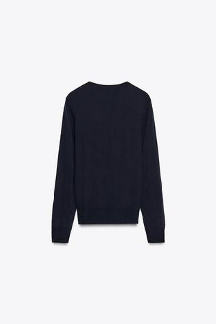 ZARA БАЗОВЫЙ ДЖЕМПЕР С ШЕРСТЬЮ, МОРСКОЙ СИНИЙ