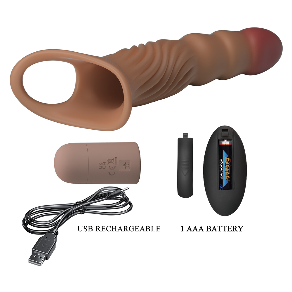 Удлиняющая насадка на пенис с вибрацией BI-026263W