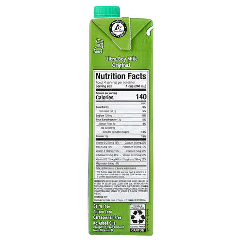 Pacific Foods, Ultra Soy Milk, соевое молоко, 946 мл (32 жидк. унции)
