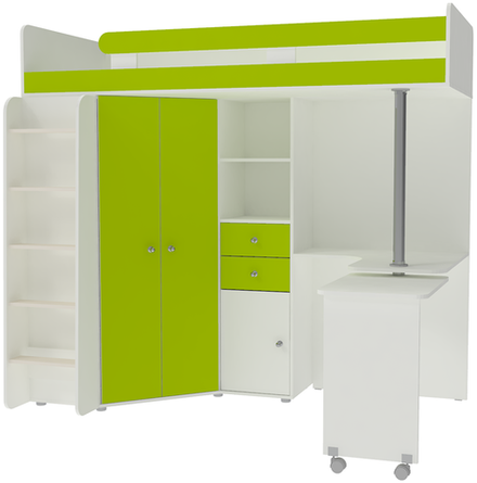 Кровать-чердак КарИВи М85 Белый  Лайм