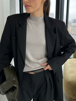 Джемпер из вискозы с шерстью с коротким рукавом серо-бежевый