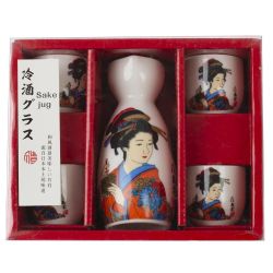 GAEM Набор для саке: графин 140 мл и 4 стакана 35 мл, L18,5 W7 H15 см
