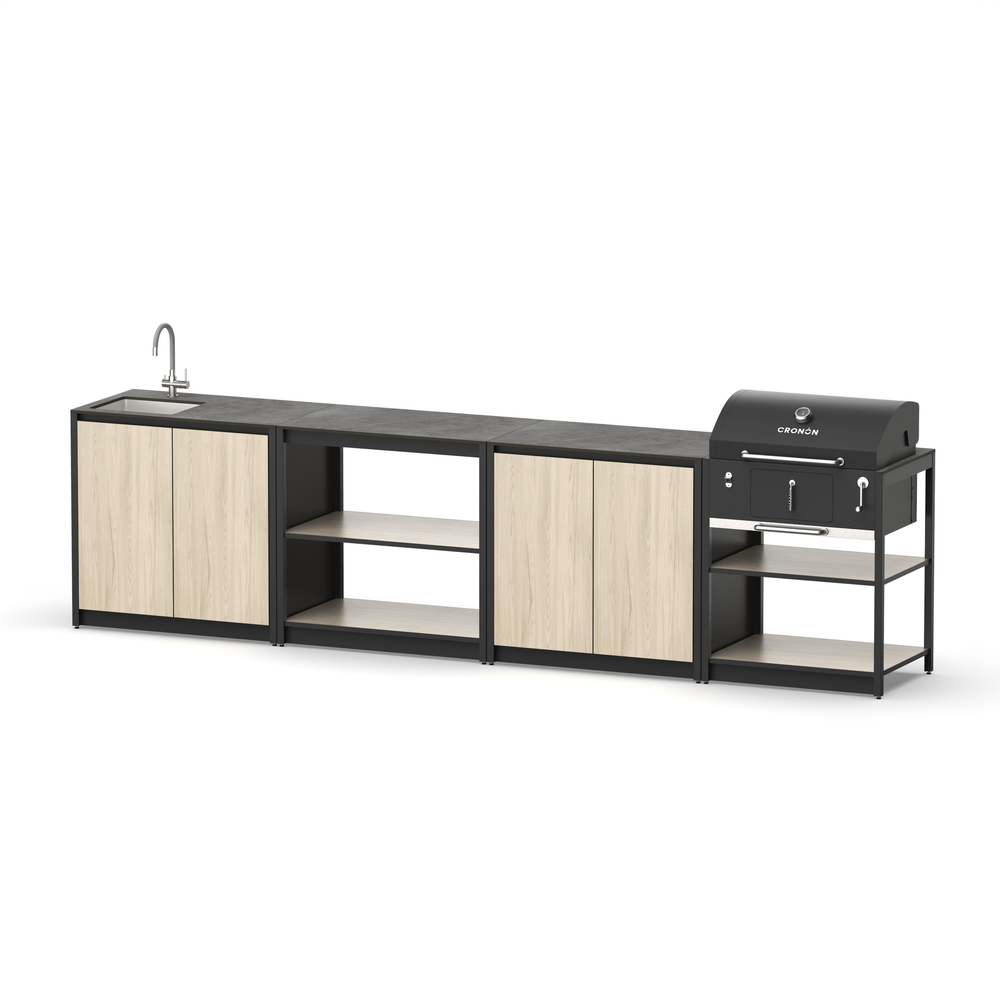 Мангальный комплекс Lounge M-117SB, 3.5 м, дуб сонома/черный мрамор