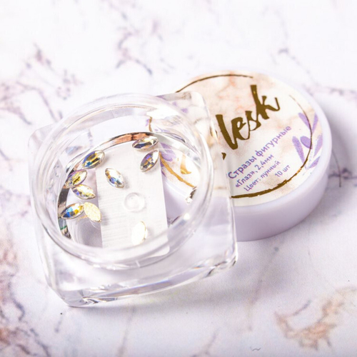 Blesk, Стразы фигурные "Глаз", цвет лунный 2*4 мм (10 шт)