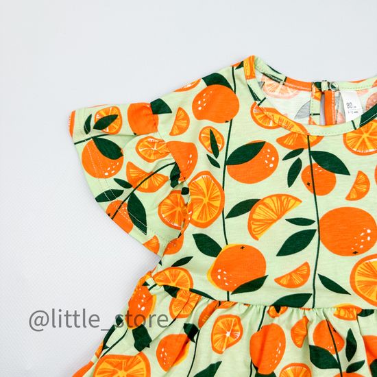 Платье хлопковое, Апельсины на светло-зеленом