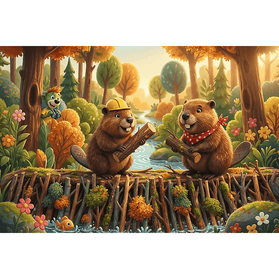 Pazl \ Puzzle \ Пазлы Puzzles - "160" Inspired By Trends - At the beaver's / KAZSTUDIO SA The Treflik Family