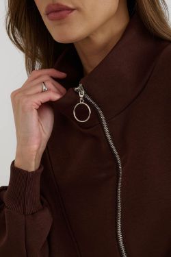 Олимпийка на молнии шоколадного цвета