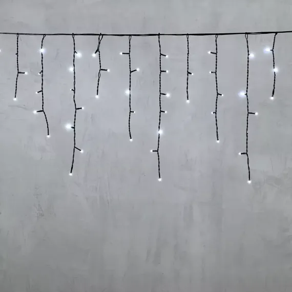 Гирлянда Бахрома 3,1*0,5 м., 24В., 150 холодных белых LED ламп, провод черный ПВХ, IP54, LTC (PIL150-11-1W)