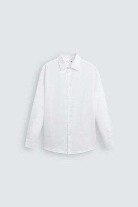 ZARA РУБАШКА ИЗ РЕЛЬЕФНОЙ ТКАНИ EASY CARE, БЕЛЫЙ