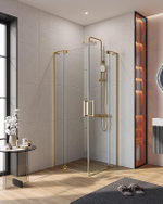 Душевой уголок Cezares Slider 110x110 A-2-100/110-C-BORO стекло прозрачное/профиль золото брашированное