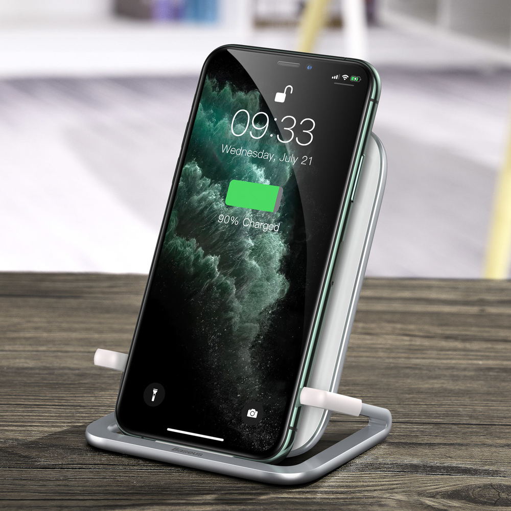 Беспроводная Зарядка Baseus Rib Horizontal & Vertical Holder Wireless Charging 15W - White