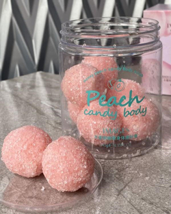 Сахарный скраб для тела в шариках с персиком, 140г