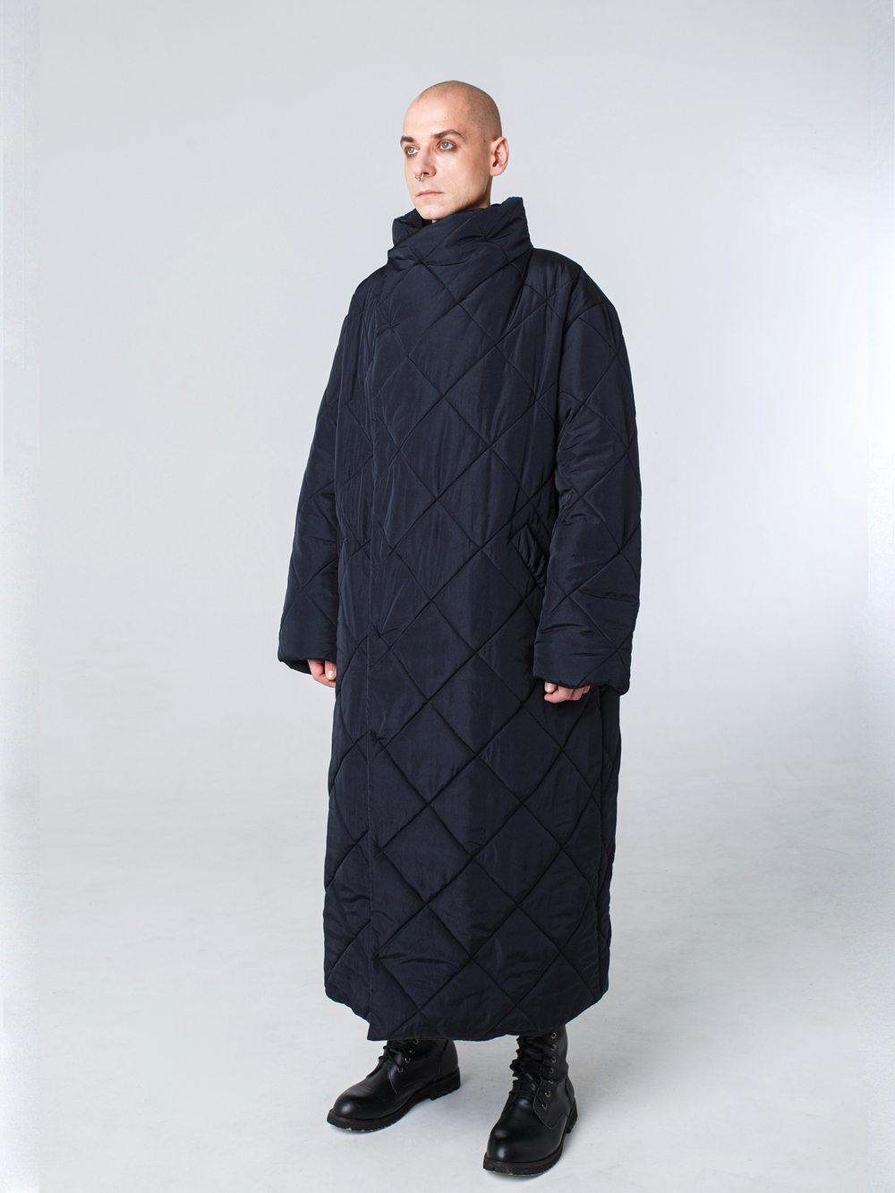 Пальто-одеяло унисекс с воротником "Кутанка". Черное