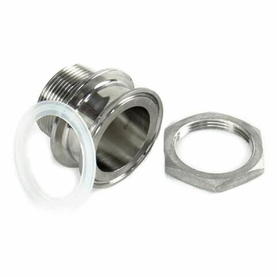 Врезка в куб, кламп 1,5", резьба 1", в комплекте гайка и силиконовый уплотнитель