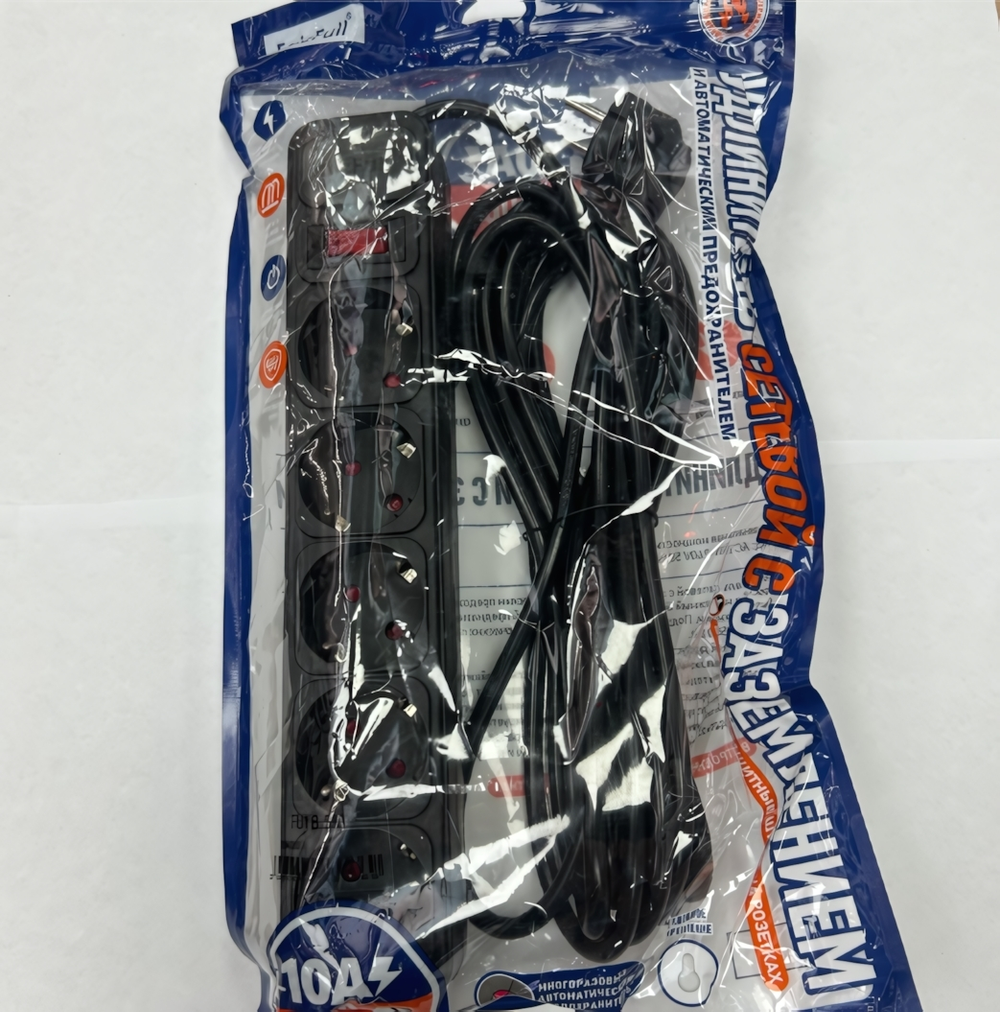 Фильтр сетевой FaizFull FU18, 240V/10A 5 розеток, 5м Black