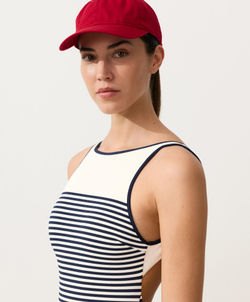 OYSHO Купальник в полоску с завязками на шее, светлый экрю