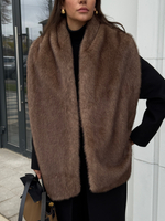 Шарф из эко-меха длинный светло-коричневый