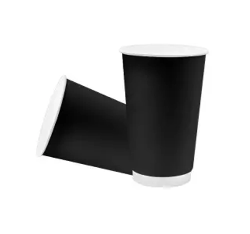 Бумажный стакан 2-х слойный 400мл. Чёрный, 500шт/кор. Лига пак