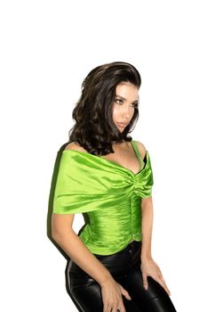 Блуза-топ драпированная из шелка и сетки с открытыми плечами