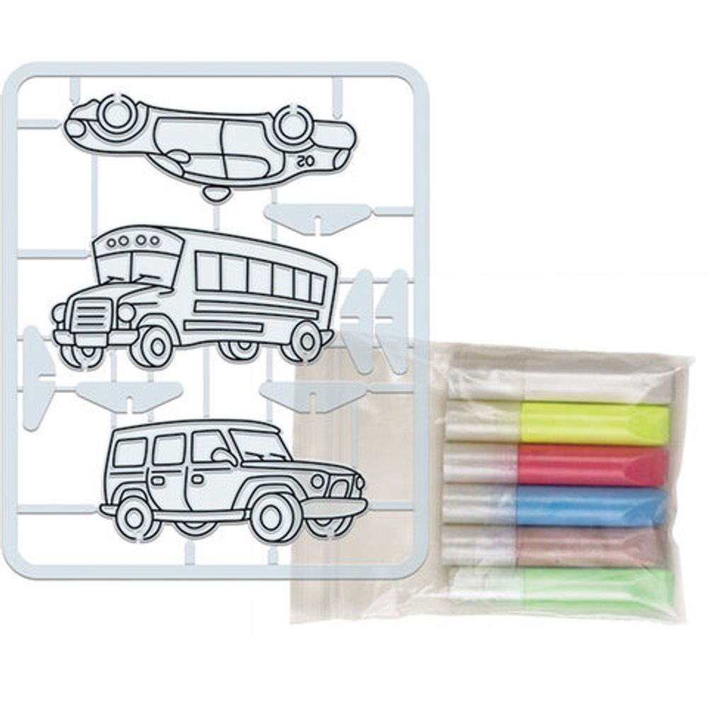 Набор для творчества ЛУЧ, краски по стеклу с трафаретом "Машинки", 6 цветов, 5 мл, 30С 1919-08