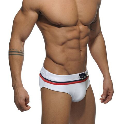 Белые плавки с двумя контрастными полосками (Размер: M) (Цвет: белый)