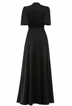 Платье в пол на пуговицах черное 07-05-23 SS