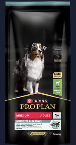 PRO PLAN взрослых собак взрослых и средних пород с чувствительной кожей, ягненок 14кг (цена за 1кг)