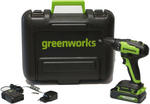 Дрель-шуруповерт аккумуляторная Greenworks Арт. 3704007UA, 24V, c 1хАКБ 2 Ач и ЗУ в кейсе