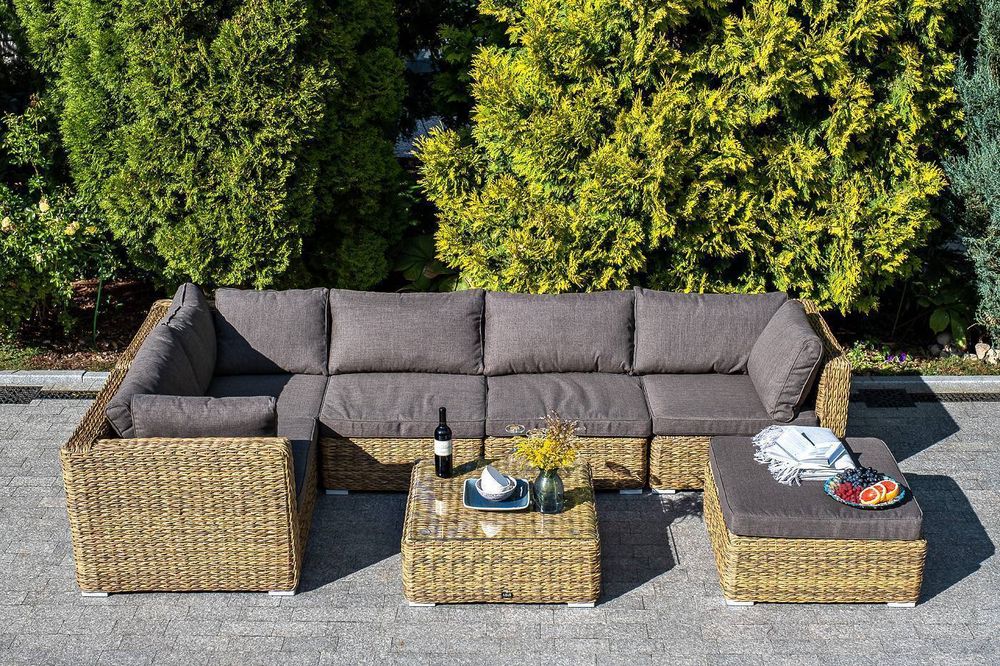 "Лунго" трансформирующаяся лаунж-зона из искусственного ротанга (гиацинт), цвет соломенный