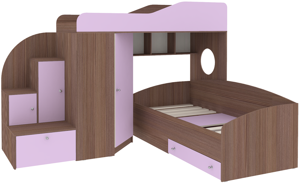 Кровать-чердак КарИВи Кадет 2 Бодего Темный Ирис