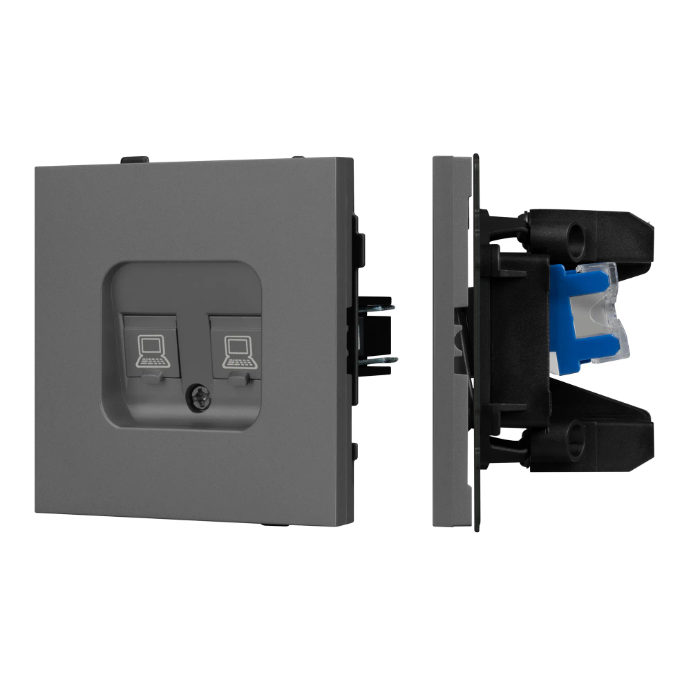 Механизм компьютерной розетки двойной SCT-TENDO-MPC2-SFPL-GR (RJ-45, CAT6) (Arlight, -) 054597