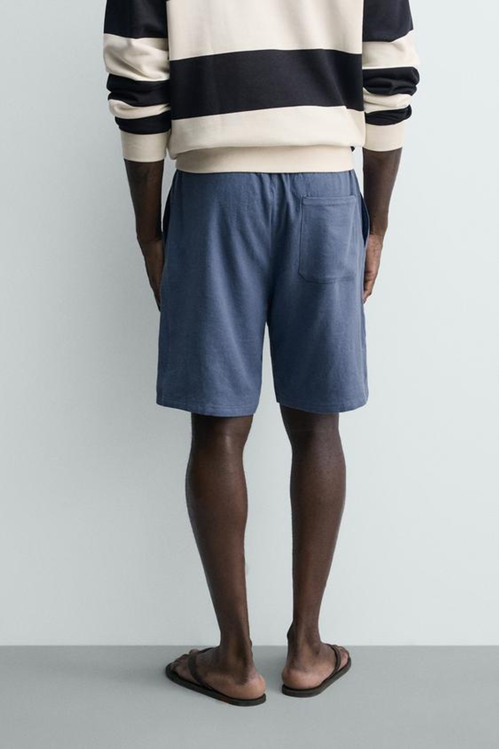 ZARA БЕРМУДЫ RELAXED FIT ИЗ ВИСКОЗЫ И ЛЬНА, ГОЛУБОЙ