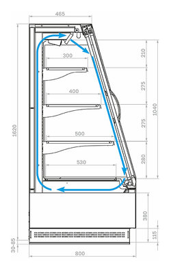 Горка холодильная Carboma F16-08 VV 1,3-1 0300 STANDARD фронт X1 версия 2.0 9006-9005