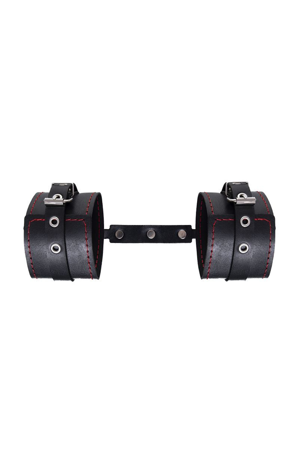 Черные однослойные оковы с контрастной строчкой