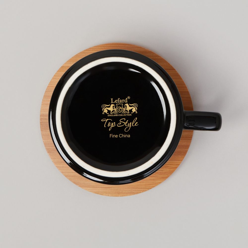 ЧАЙНАЯ ПАРА LEFARD BLACK 300 МЛ С БАМБУКОВЫМ БЛЮДЦЕМ