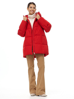 Пуховик с капюшоном зимний, красный, SilverFox