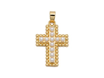 Подвеска "Крест" 24,5мм, с бусинами