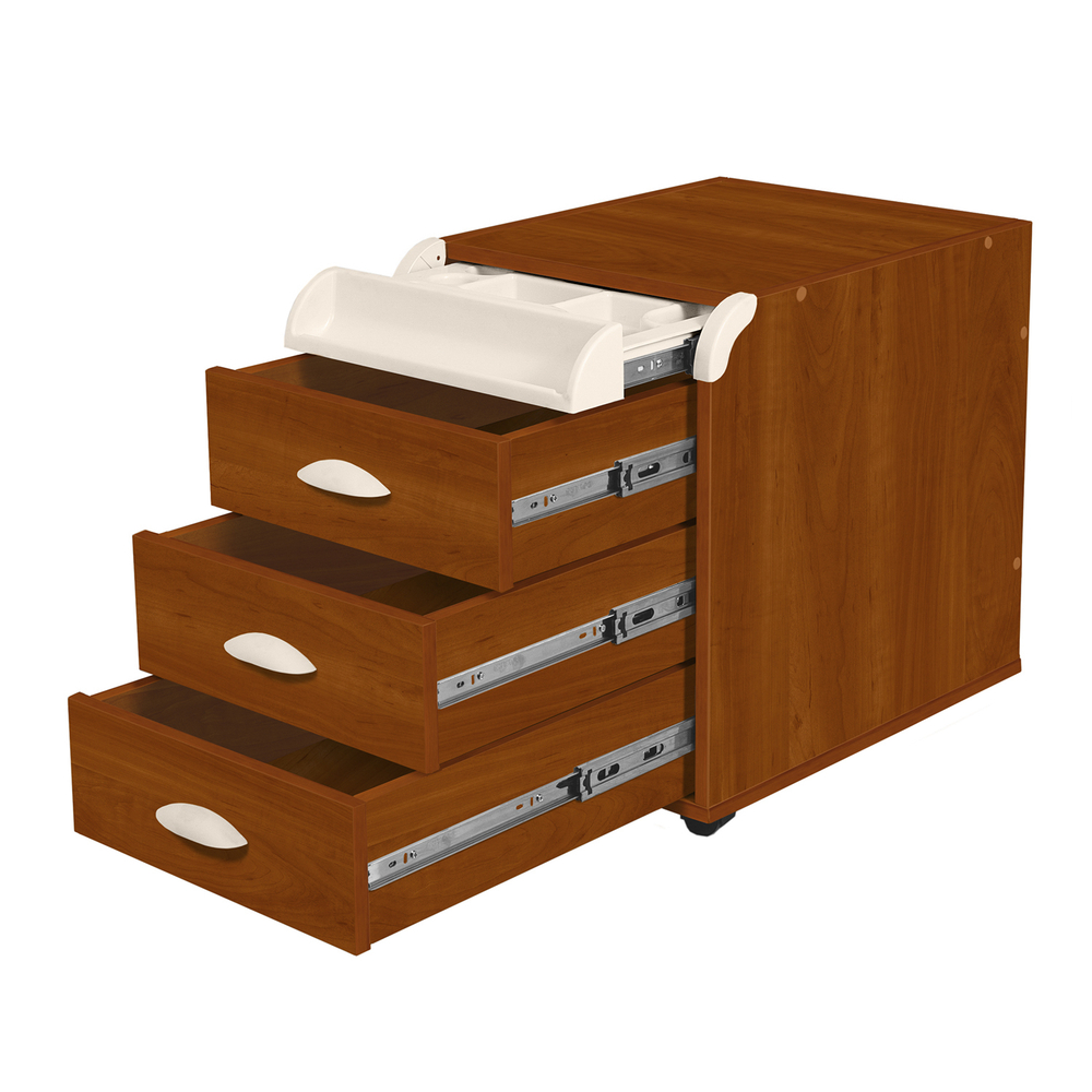 Тумба Дэми на колёсиках с 3 ящиками и органайзером для канцелярии (ТУВ.06)