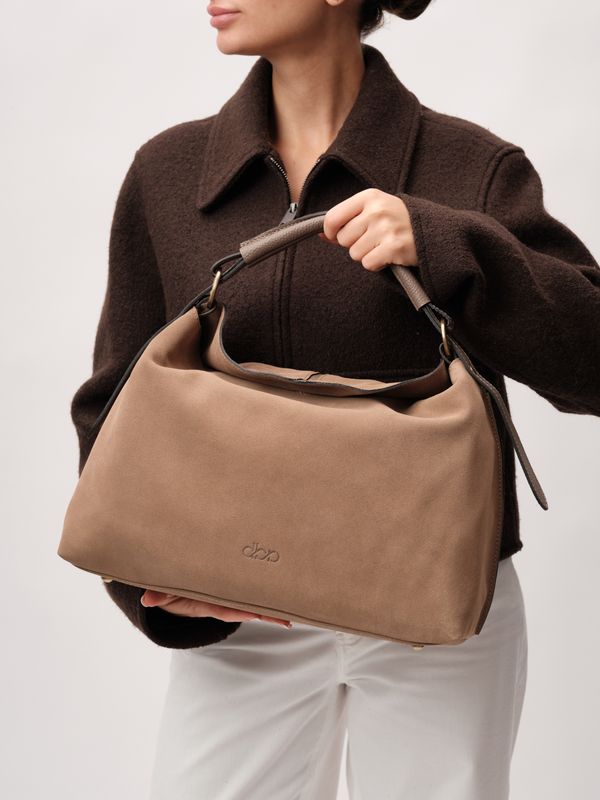 Замшевая сумка Andrea DBR 31374 серо-коричневый