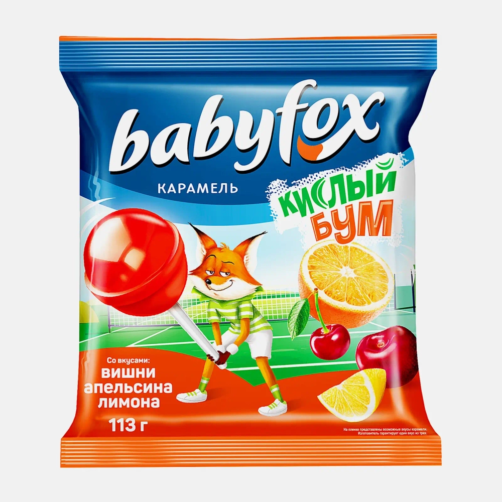 Карамель на палочке кислая ассорти Babyfox 113г