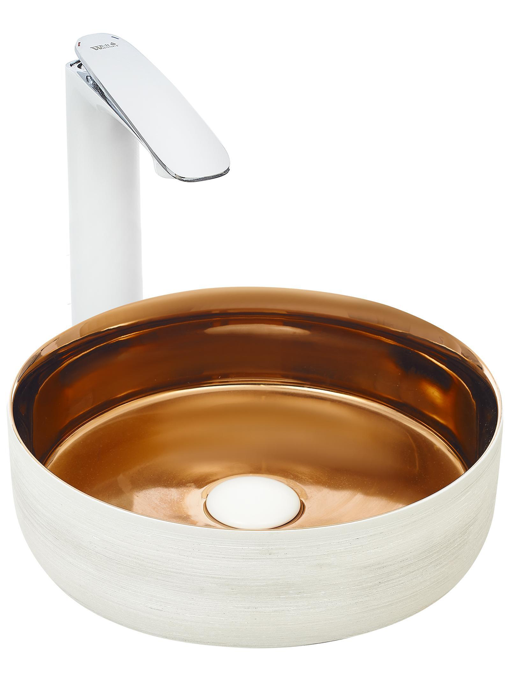 Раковина накладная (белая золотистая) WeltWasser WW  ELBACH 3134 LSWG 355х355х120