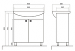 Комплект Тумба София 60 с раковиной Basic 60 (Турция) (600х820х460)   31653