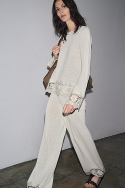 ZARA ФУТБОЛКА С КОНТРАСТНЫМИ ДЕТАЛЯМИ, ЭКРЮ