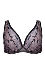 Бюстгальтер-бралетт Glossy Iris с мягкими чашками +size и эффектом мерцания (Размер: 95C) (Цвет: черный с розовым)