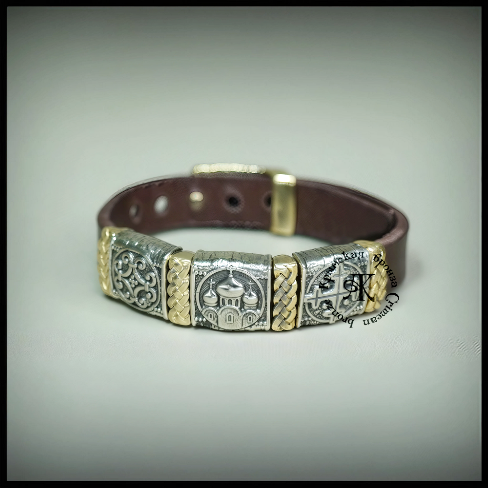 Браслет кожаный "Русь" для женщин , для мужчин