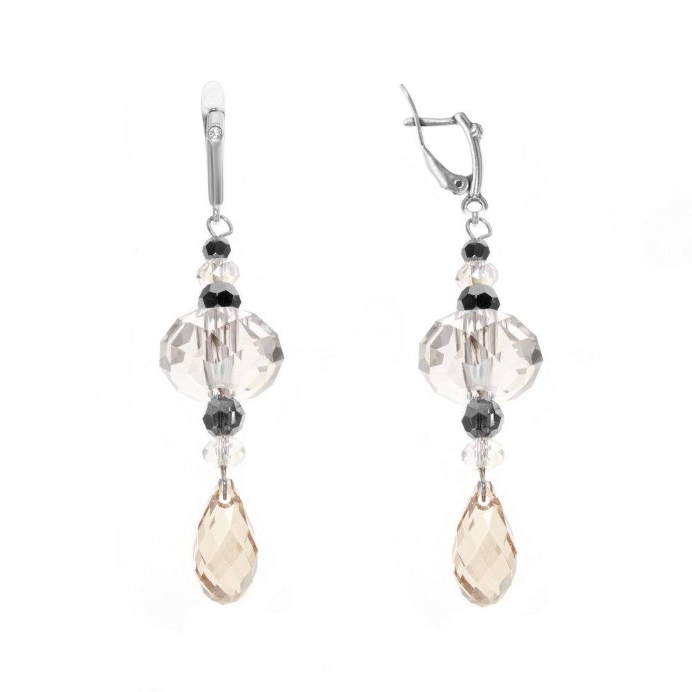 "Баньолас" серьги в серебряном покрытии из коллекции "Эксклюзив" от Jenavi с английским замком