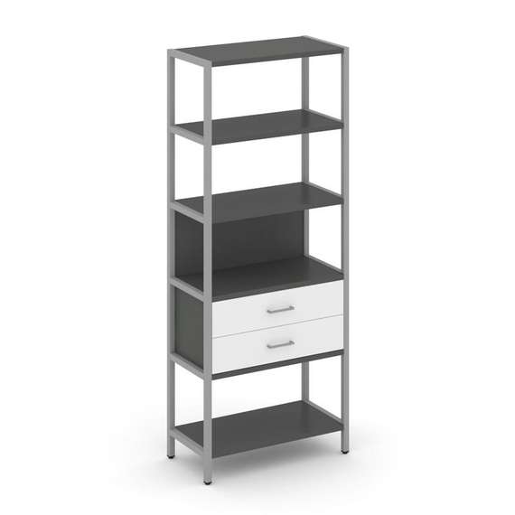 Shelf System Односекционный стеллаж пятиярусный с ящиками SN.STM-512 Антрацит/Белый/Металл Серый 810