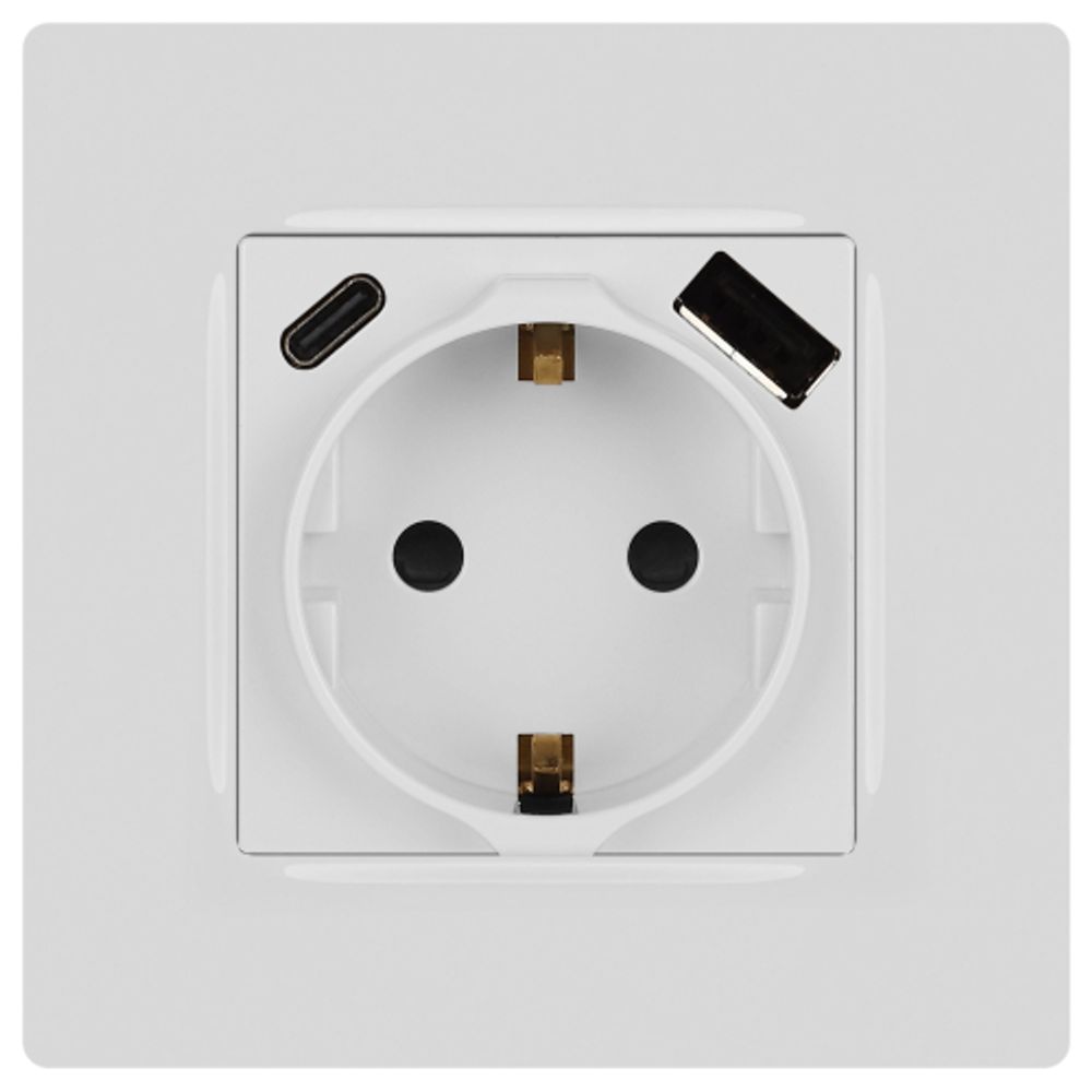 Розетка ЭРА Серия 12 12-4108-01 2P+E 16A-250В со шторками с USB type-A+C 5В-3А белый